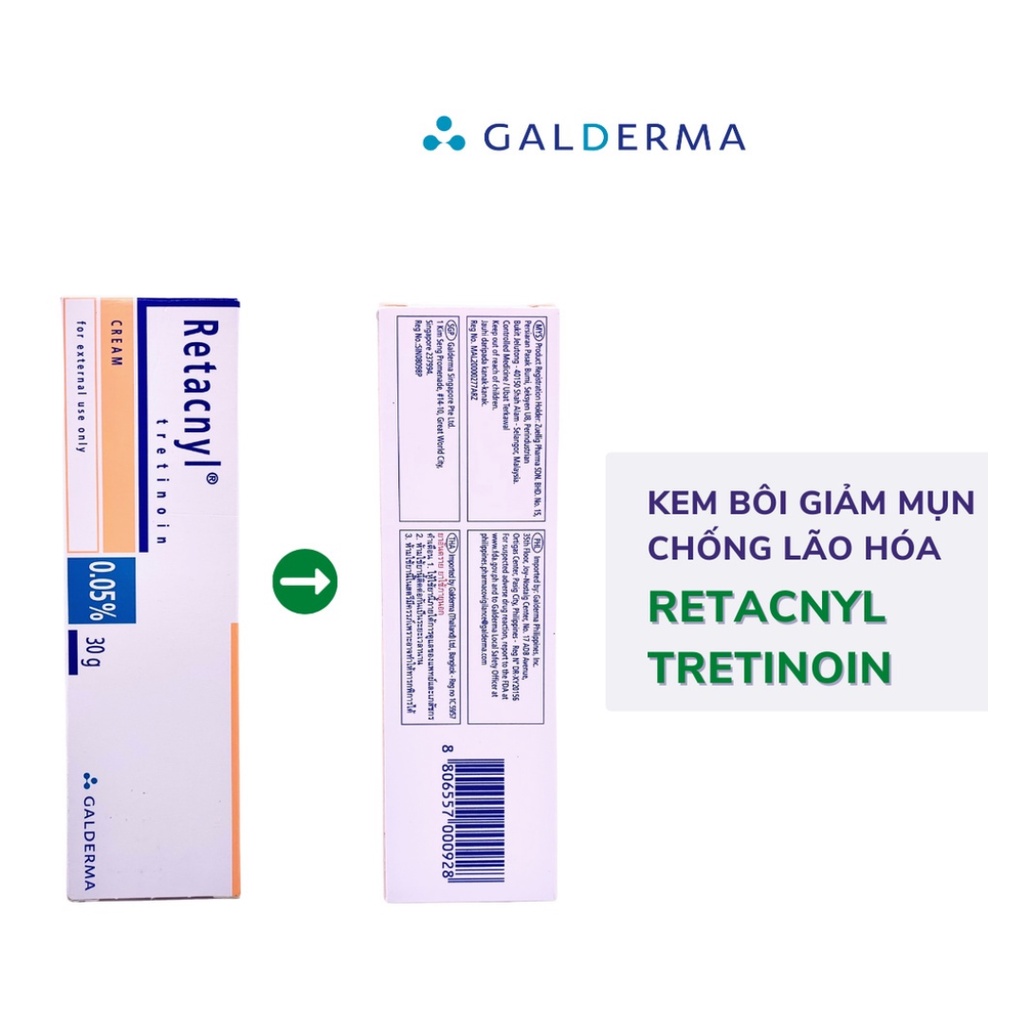 Tretinoin Retacnyl Cream 0,025%, 0.05% - Kem dưỡng hỗ trợ giảm mụn, trẻ hóa da