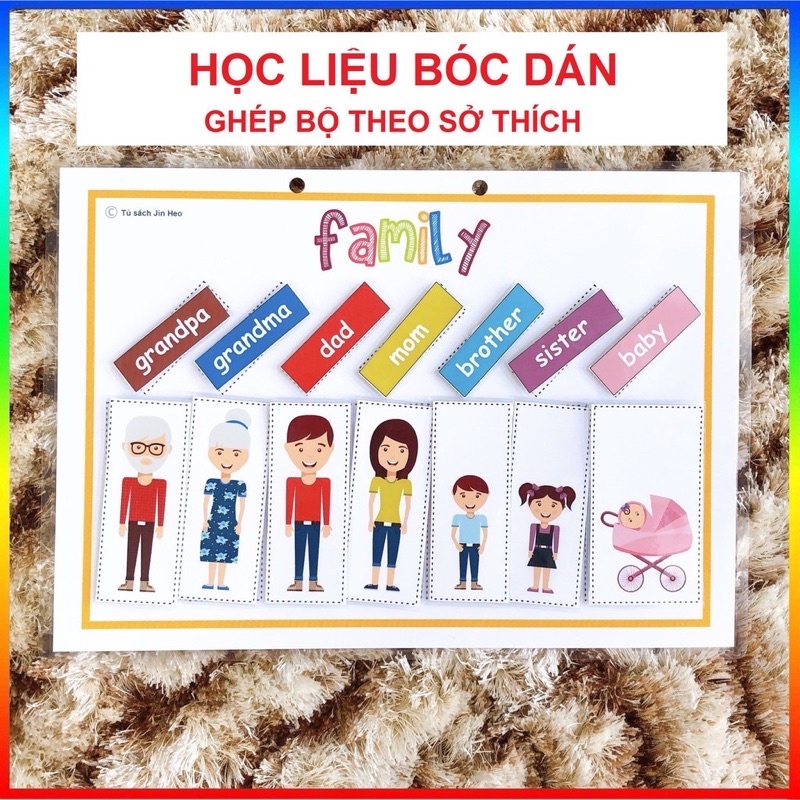 Học liệu bóc dán Montessori theo yêu cầu, giúp bé phát triển tư duy, học liệu Tiếng Anh, Busy board