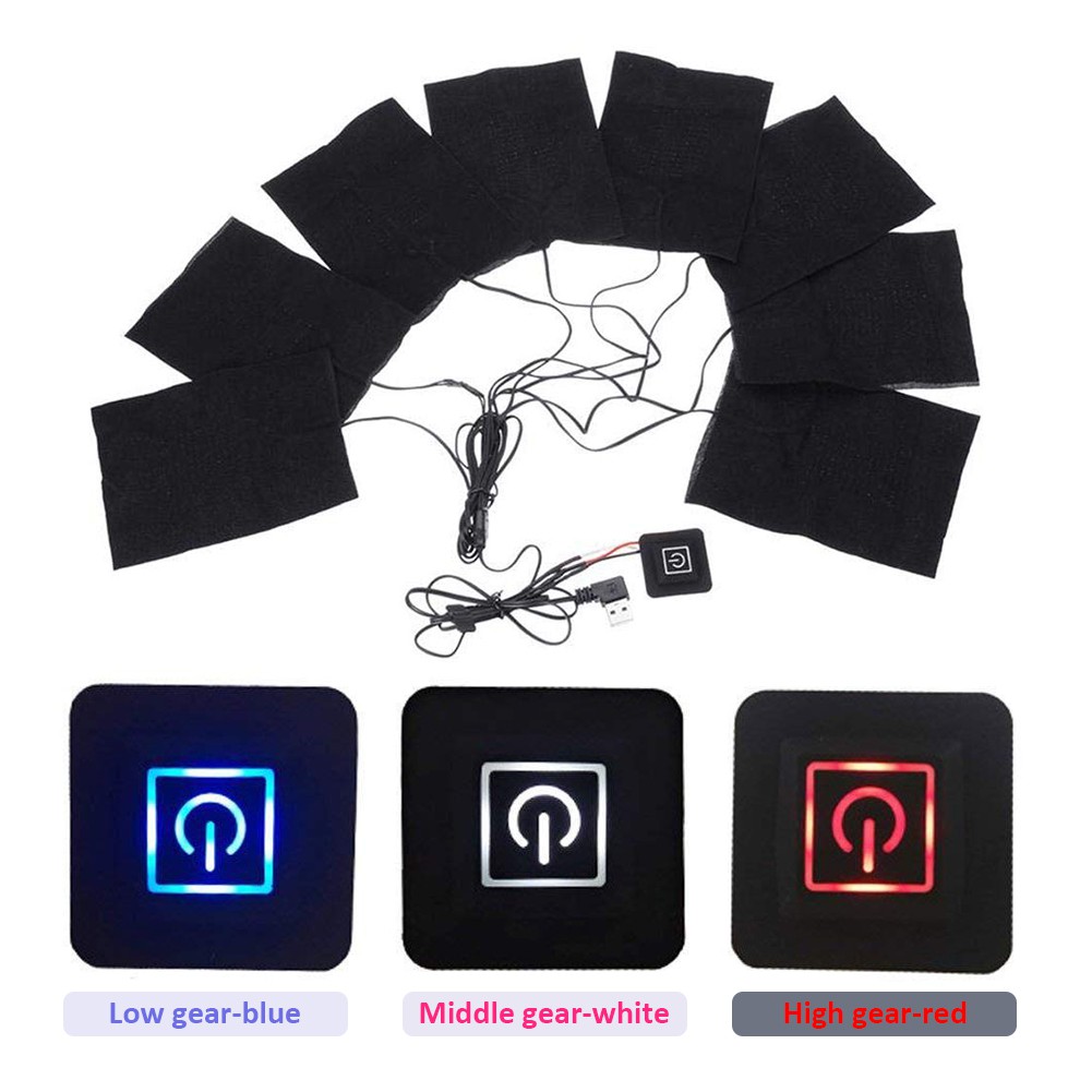 Đệm sưởi ấm quần áo 3 trong 1 bằng sợi carbon có thể điều chỉnh sử dụng cổng USB tiện lợi