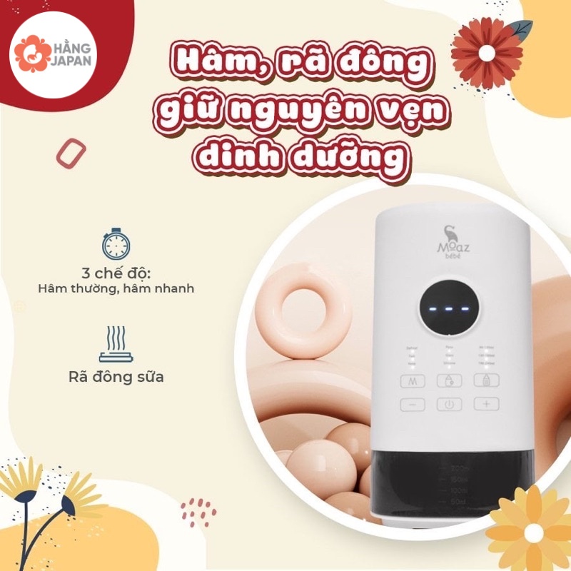 Máy hâm sữa thông minh siêu tốc Moaz bebe MB033, phù hợp tất cả loại bình sữa, thiết kế nhỏ gọn tiện lợi - BH 12 THÁNG