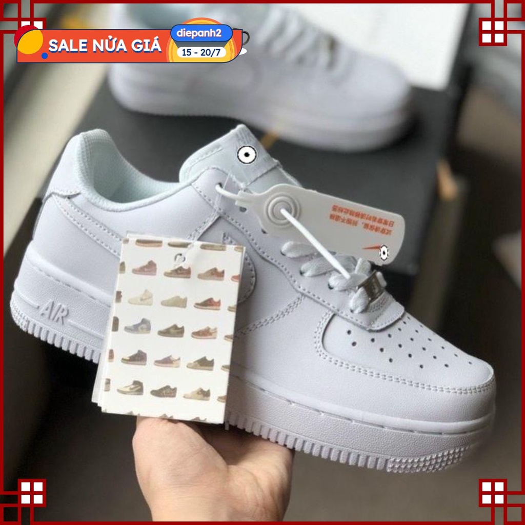 COMBO Giày_Nike Air Force 1, Giày AF1 Full Trắng Bản S.Cấp Đế Air Đủ Size Nam Nữ Full Box, Tặng Box Bảo Vệ