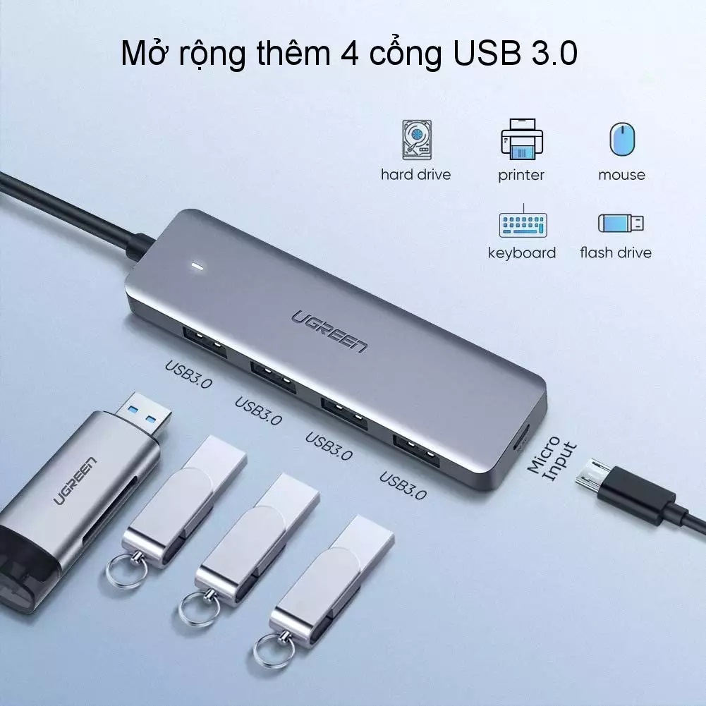 Bộ chia USB Type C ra  4 cổng USB 3.0 chính hãng Ugreen 50979 - Bảo hành 18 tháng