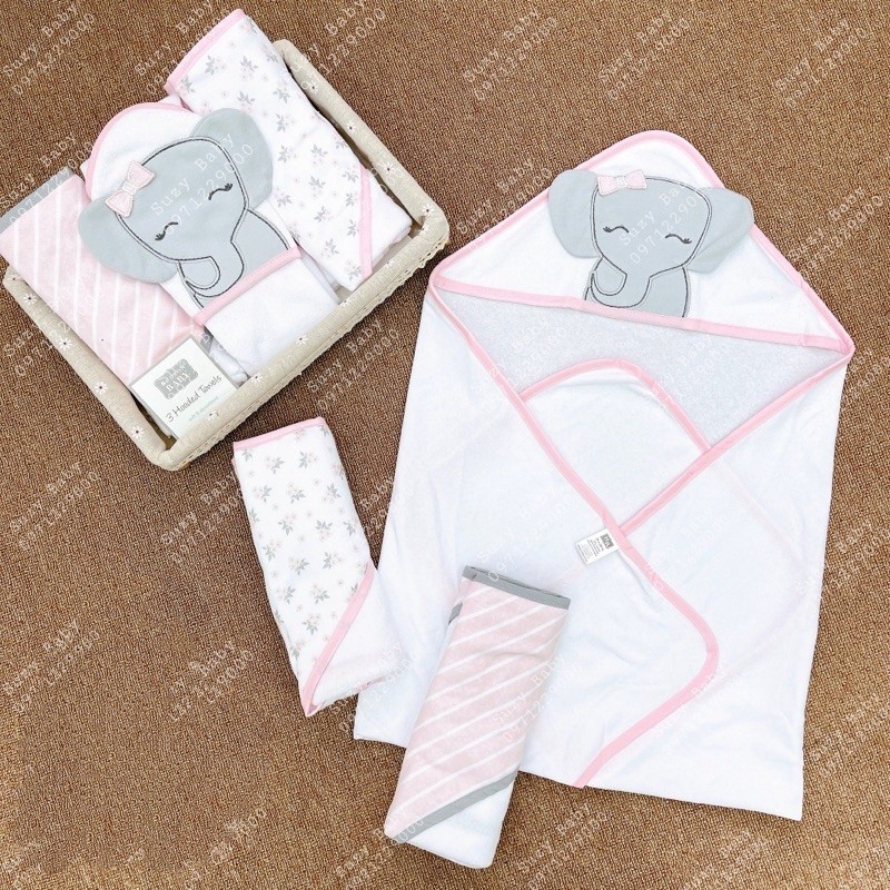Chăn ủ hè Hudsonbaby set 3c cho bé 71x71cm