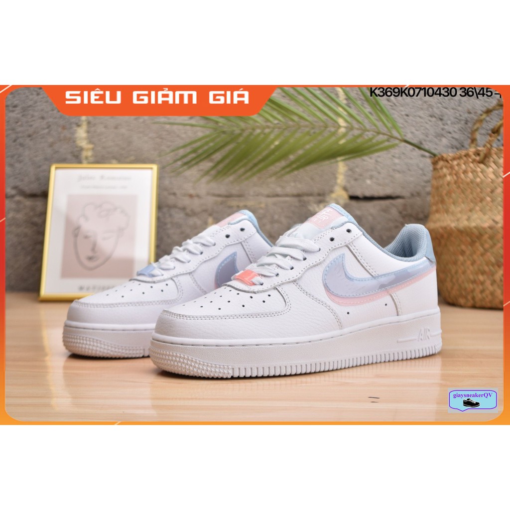 Ảnh thật giày thể thao Air Force 1 Low LV8 Double Swoosh Light Armory Blue dành cho nữ