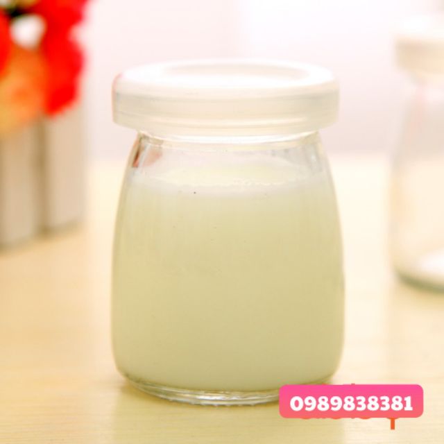 Hũ sữa chua thủy tinh 100ml kèm nắp nhựa