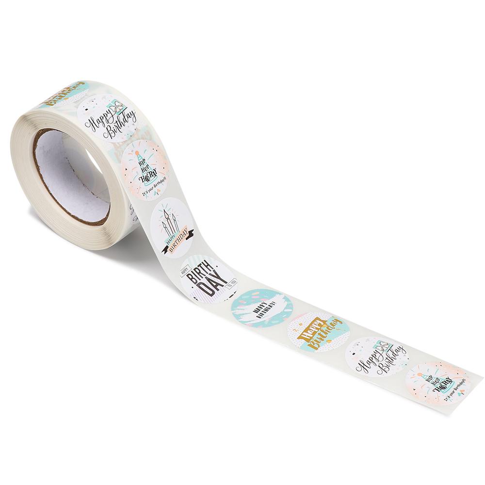 Cuộn 500 Nhãn Dán Trang Trí Bánh Sinh Nhật Tự Dính