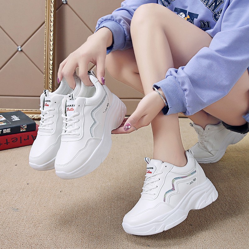 Giầy NữFreeShip Giầy thể thao Sneaker Nữ độn đế lót hơi đi cực êm chân tôn dáng