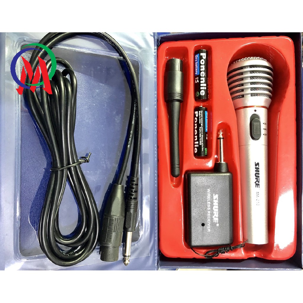 Micro không dây karaoke Shure MA210 - 2 IN 1 không dây và có dây