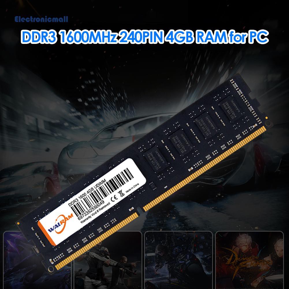 ElectronicMall01 4GB 1600MHz DDR3 240 Pin Memory Storage Module Board DDRIII RAM for Desktop PC