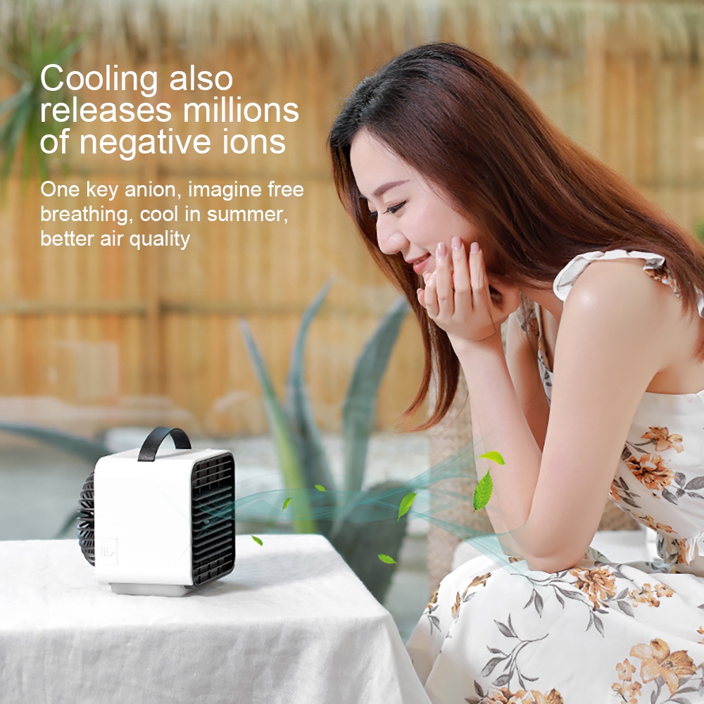 Portable Air Conditioning Fan Purification Humidification Refrigeration Fan Mini Cooler Fans For Outdoor Home Office Travel Desk Turbine Negative Ion Usb Cold Rechargeable Fans