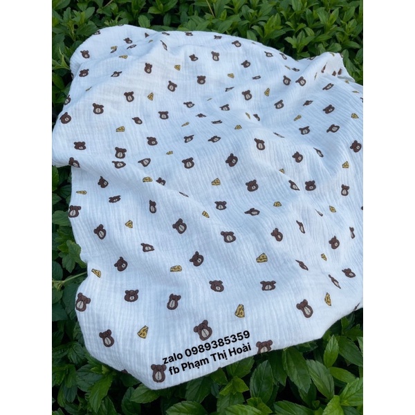 vải xô muslin cao cấp mềm mại gấu phomai may bộ bé trai