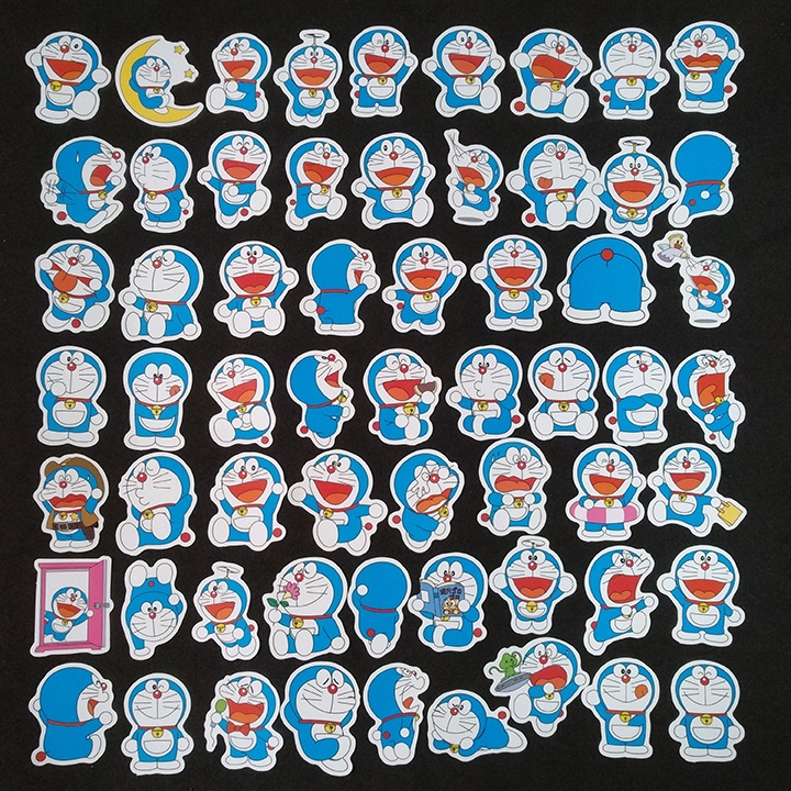 [Set 52 Cái] Bộ Sticker hình Doraemon dễ thương dán trang trí laptop, mũ bảo hiểm, vali, xe tay ga, ván trượt - MP.018
