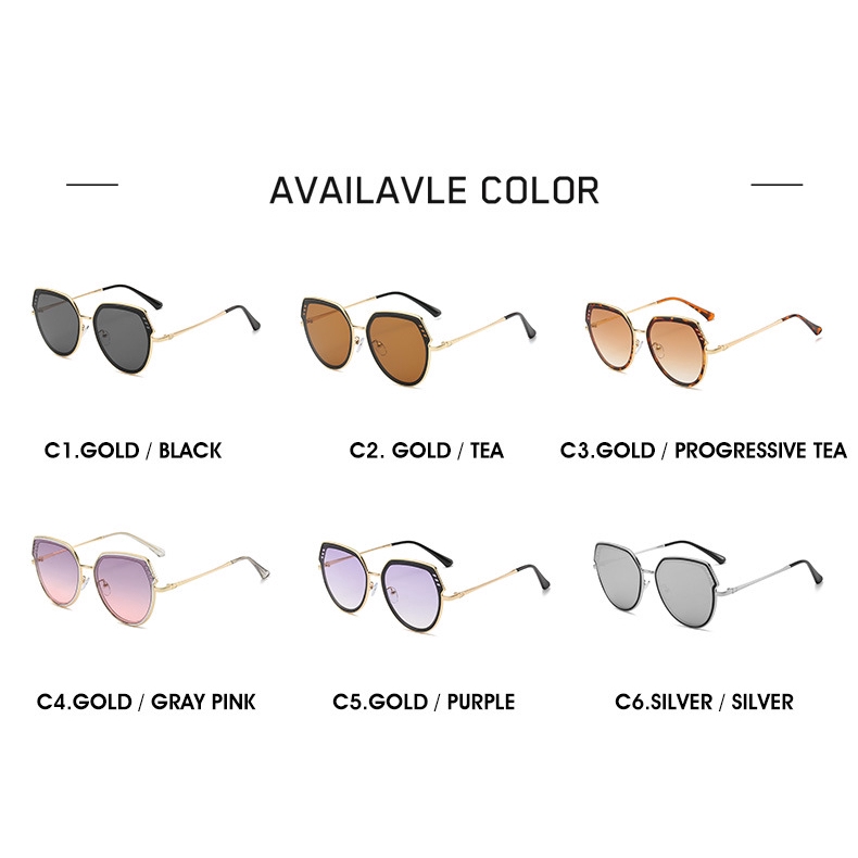 Kính mát gọng mắt mèo đa giác thời trang hàng hải châu Âu và Mỹ