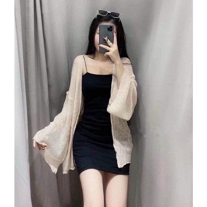 Áo khoác len nữ /Áo cadigan len mỏng khoác ngoài from rộng phối kiểu phong cách hàn quốc alohashop91