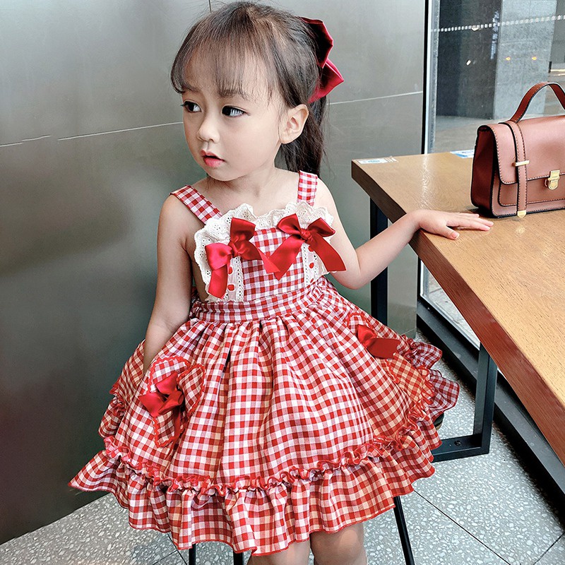 Đầm Công Chúa Sát Nách Phối Ren Đính Nơ Se7en Thời Trang Mùa Hè Cho Bé Gái