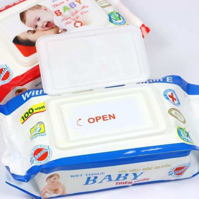 Gói Khăn Giấy Ướt Baby Hộp Có Nắp Mở Tiện Dụng An Toàn Cho Bé