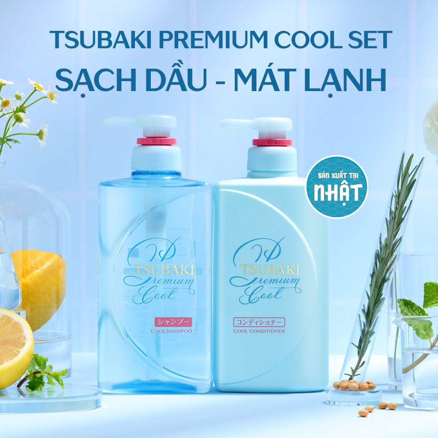 Combo Bộ Đôi Dầu Gội Đầu Và Dầu Xả Dưỡng Mềm Tóc Và Phục Hồi Tóc Tsubaki Premium Vàng Đỏ Xanh Tsubaki stubaki 490ml