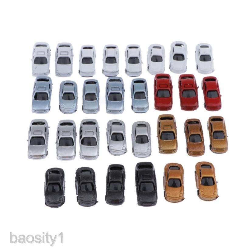 Set 30 mô hình xe Diorama nhỏ nhắn thủ công nhiều màu sắc tỉ lệ 1: 200