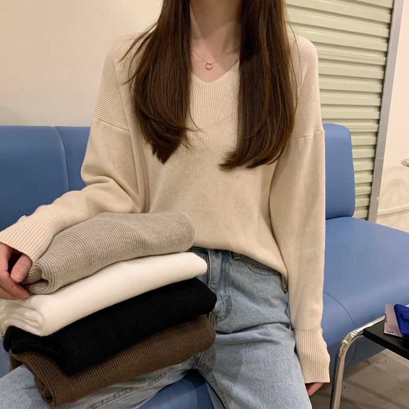 Áo Sweater Dệt Kim Cổ Chữ V Thời Trang Thu Đông Cho Nữ | BigBuy360 - bigbuy360.vn