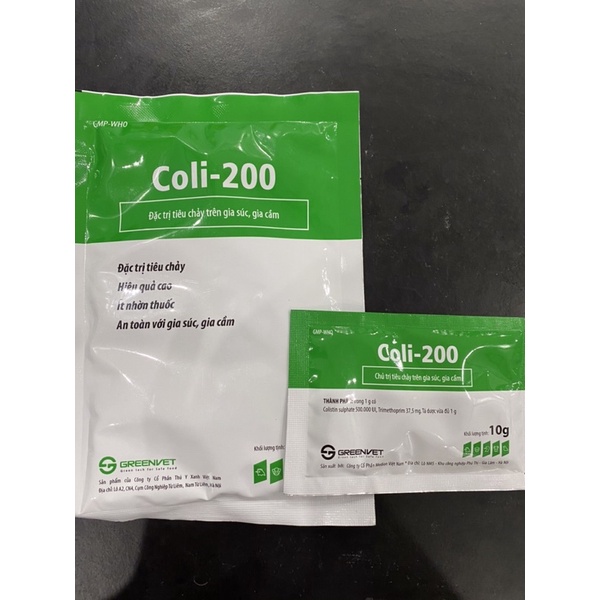 1 gói COLI-200 dành cho trâu bò lợn gà