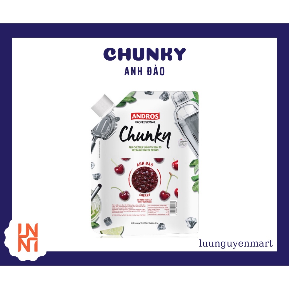 Mứt Trái Cây Pha Chế Chunky Anh Đào  Bịch 1kg