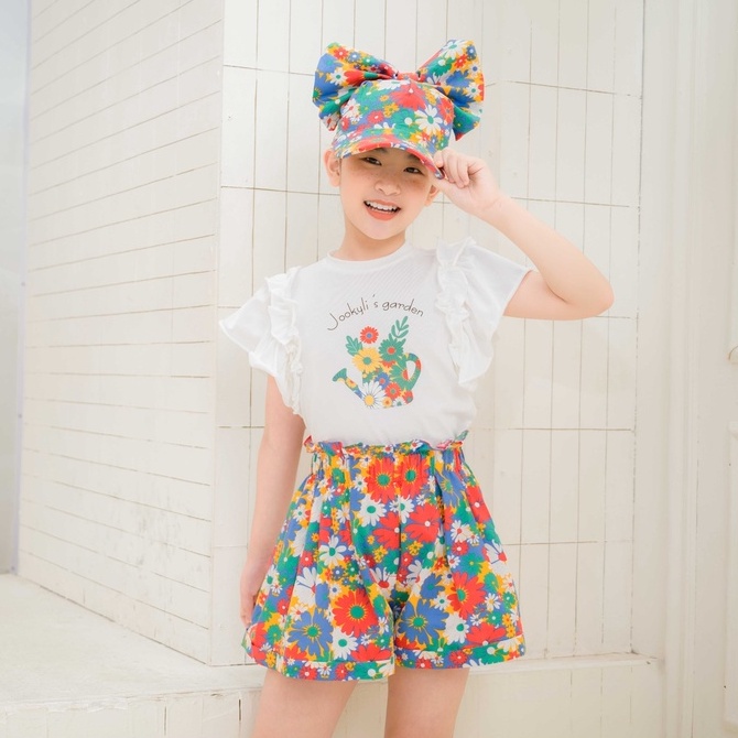 Đồ bộ bé gái thiết kế Jookyli cộc tay kèm quần hoa Lolita 94G0966