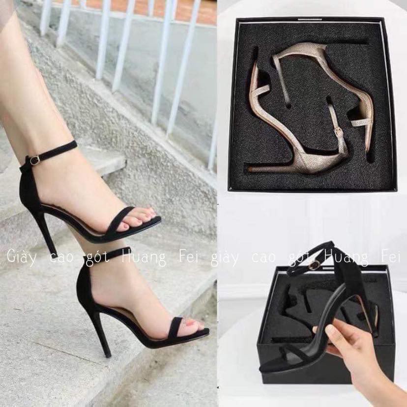 Giày Sandal Cao Gót Quai Mảnh ánh kim Cao 11 cm