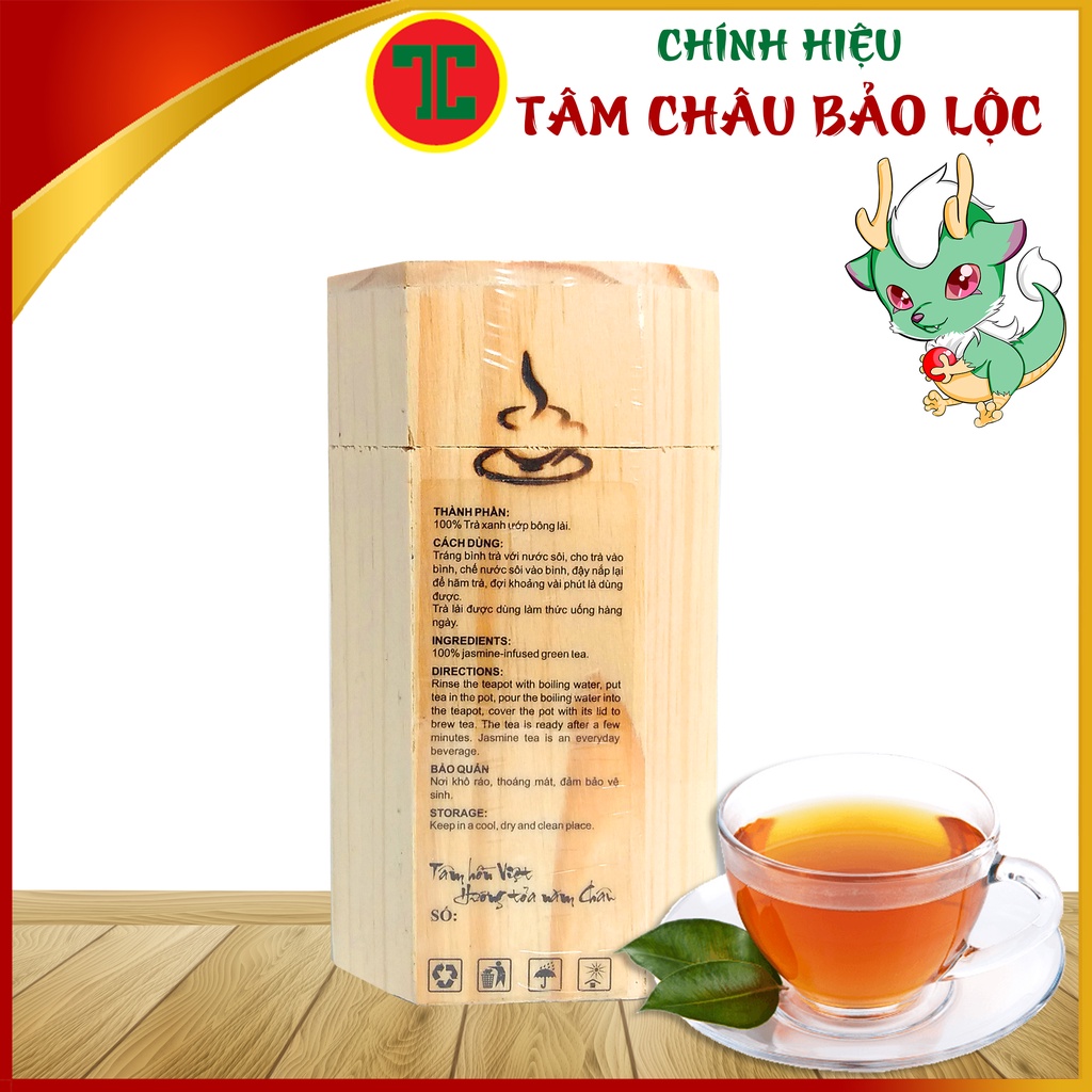 Trà Lài Cao Cấp Hộp Gỗ 100G Chính hiệu TÂM CHÂU BẢO LỘC