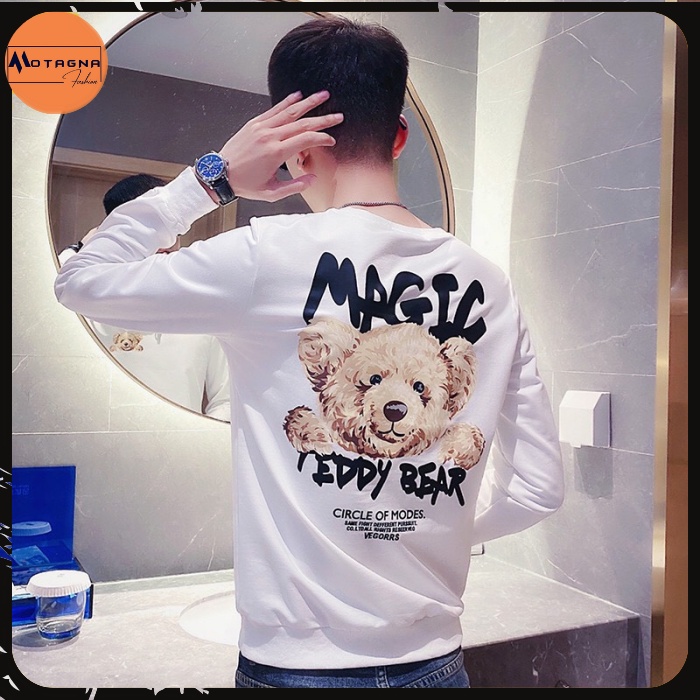 Áo nỉ dài tay chất đẹp, Áo sweater chất đẹp kiểu dáng Hàn Quốc in Gấu Magic mã NZ622