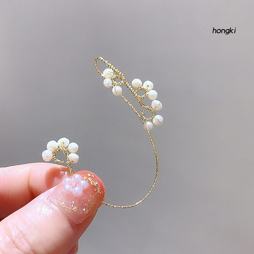 1 Khuyên Vành Tai Hình Hoa Đính Ngọc Trai Giả Thời Trang Cho Nữ