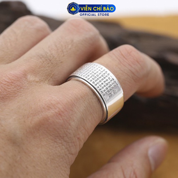 Nhẫn bạc nam Bát Nhã Tâm Kinh xoay 360 độ chất liệu bạc Thái 925 thời trang phụ kiện trang sức Viễn Chí Bảo N100803