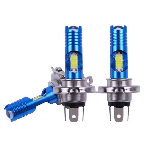 Bóng đèn pha LED Kevanly cho xe máy ánh sáng trắng + RGB có thể điều chỉnh độ sáng H4 P15D BA20D 8W COB DC12v