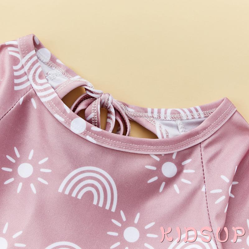Kidsup Đồ Bơi Một Mảnh Phối Bèo Nhún In Họa Tiết Hoa Hướng Dương / Cầu Vồng Xinh Xắn Cho Bé Gái 1 Tuổi