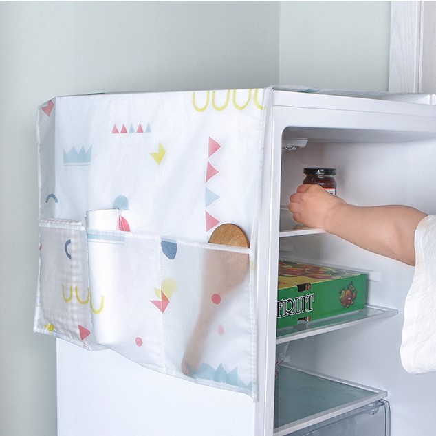 Tấm Phủ Tủ Lạnh Che Bụi Bẩn Có Túi 2 Bên Đựng Đồ Đa Năng Tiện Dụng (Màu Ngẫu Nhiên)
