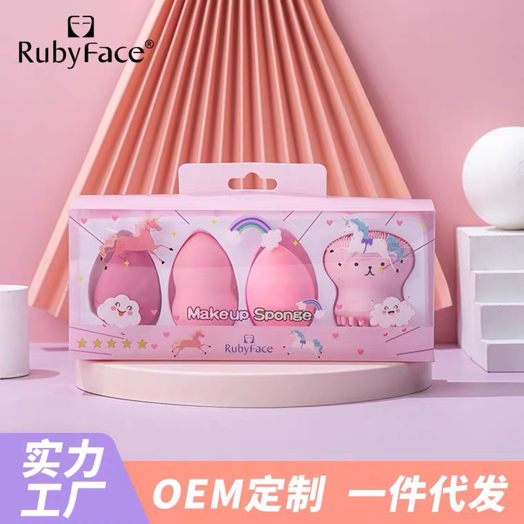 Set 3 Mút Trang Điểm Và 1 Rửa Mặt Bạch Tuộc Ruby Face