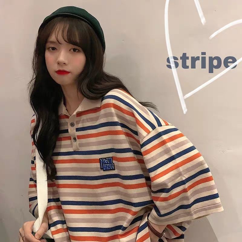 [ SẴN ] ÁO POLO KẺ SỌC ULZZANG | BigBuy360 - bigbuy360.vn