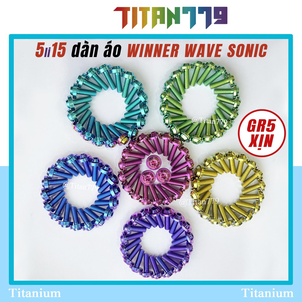 Ốc Titan Gr5 XỊN 5Ly 5ly15 5li15 dù  DÀY gắn dàn áo dòng xe SONIC WINNER WAVE mão chụp pô WINNER