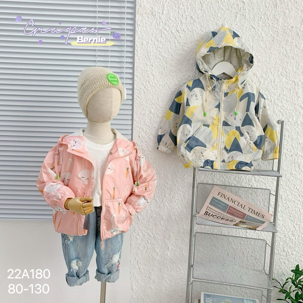 Áo khoác gió Bernie họa tiết dễ thương cho bé sz 9-25kg