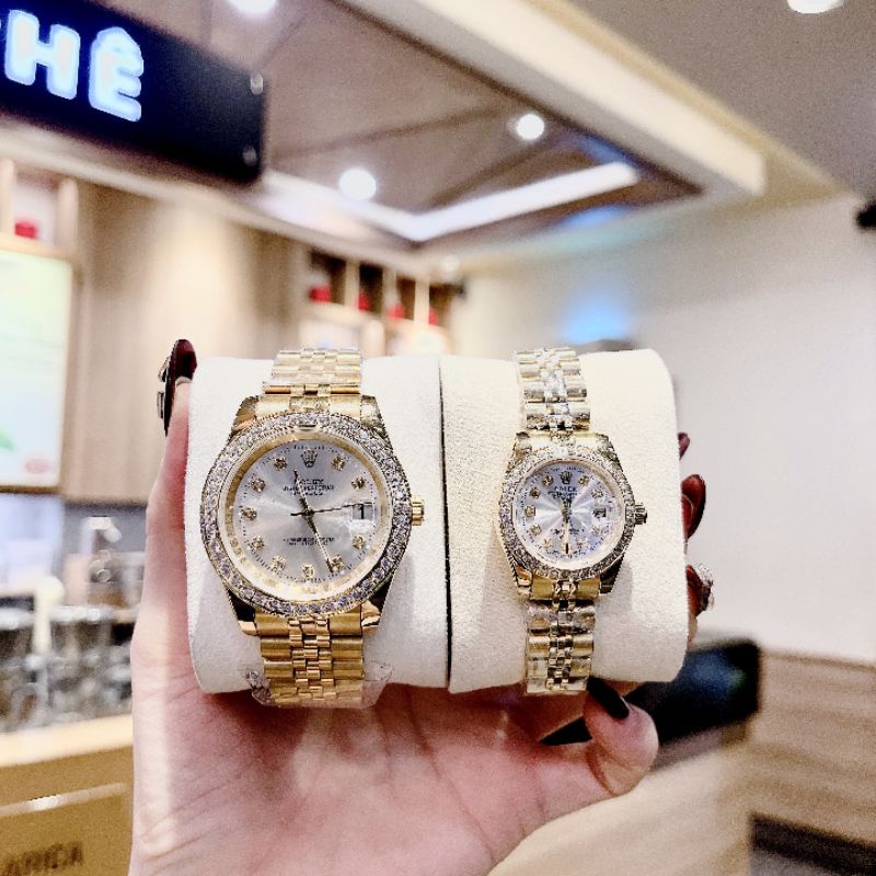 CẶP Đồng hồ nam nữ ʀ.ᴏʟᴇx máy pin - case 28mm 42mm