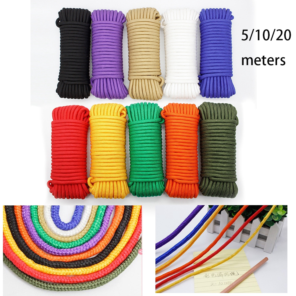 Dây dù cắm trại đường kính 3mm cao cấp 10 màu sắc 5/10/20m chuyên dụng