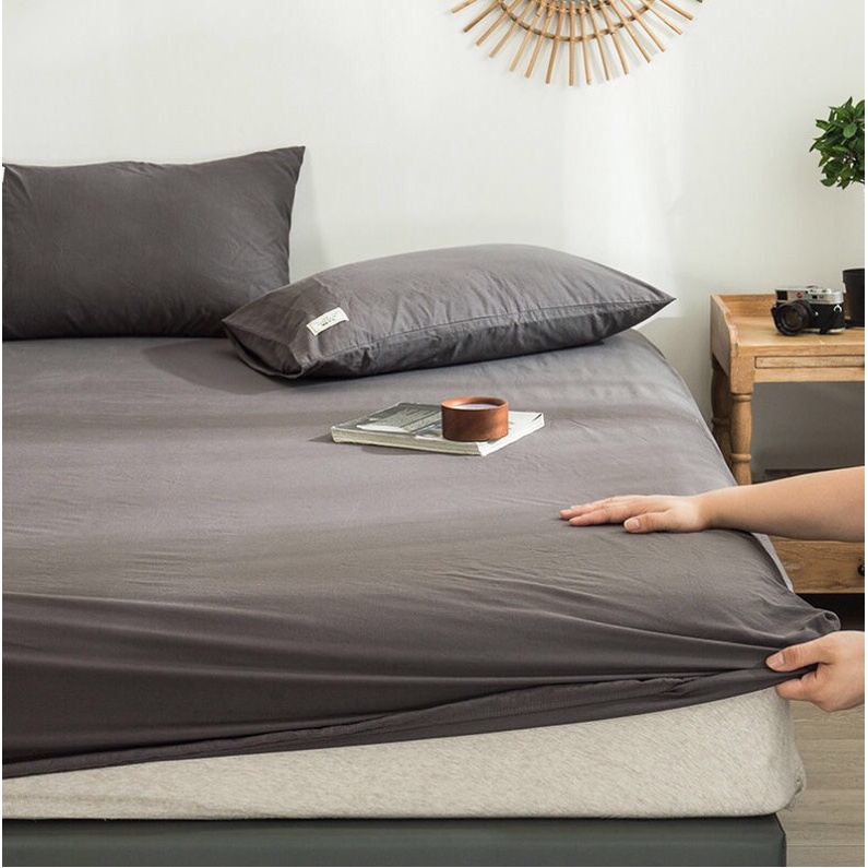 Bộ Ga Gối ❤️ Cotton tici đủ size đệm cotton đũi kẻ và trơn màu chăn ga gối hàn quốc Mượt Decor