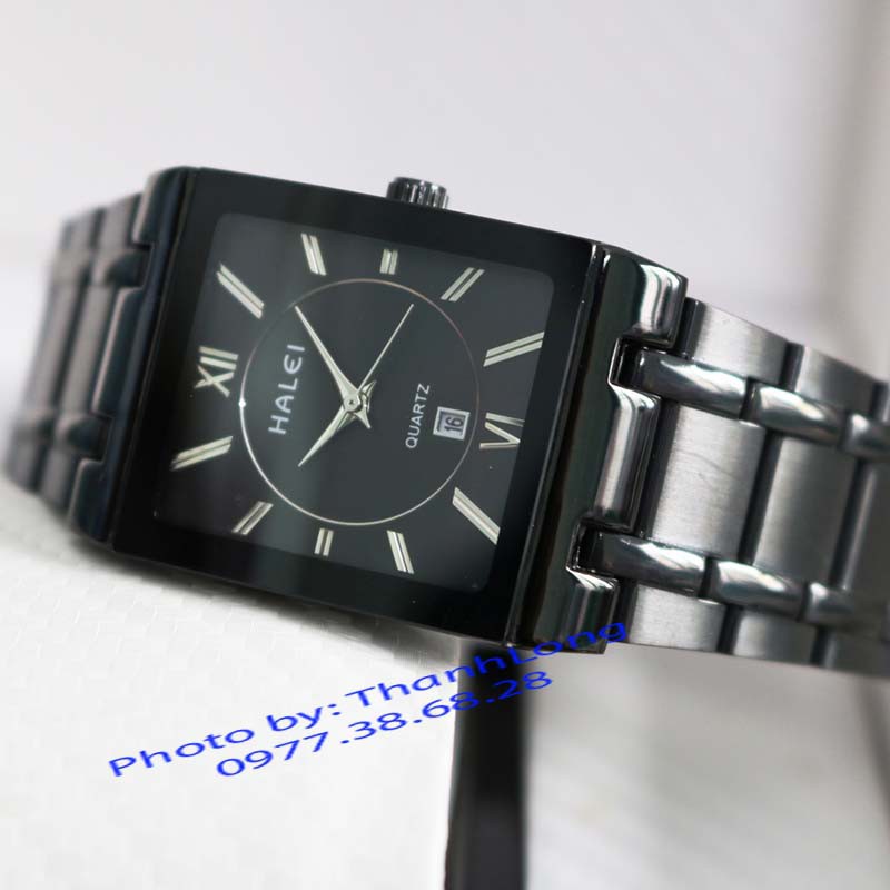 (CHUẨN MEN) Đồng hồ nam HALEI H050604 Đẳng cấp doanh nhân mặt vuông dây thép cao cấp sang trọng