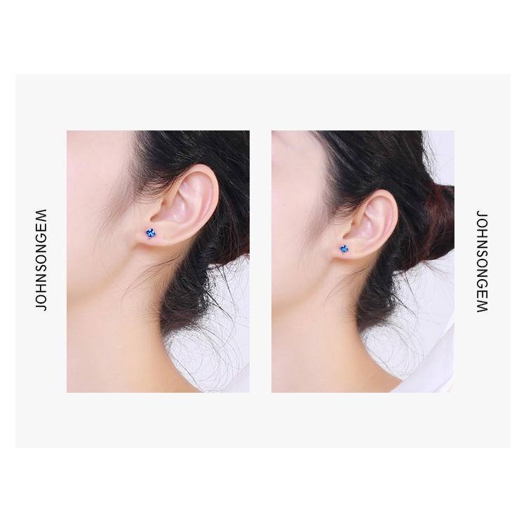 Bông Tai Mạ BạC 925 ĐíNh Đá Xanh Dương Xinh XắN