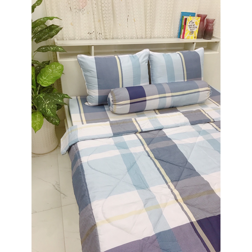 Bộ Chăn Ga Gối Drap Giường Lụa Tencel 60s - Sọc BB. Chống nhăn - kháng khuẩn - mềm mịn mát