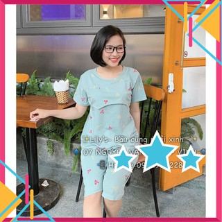 [HÈ VỀ Bộ Lửng Bầu Sau Sinh Lật Tim Mặc Nhà Cho Con Bú, Chất Đẹp Loại 1