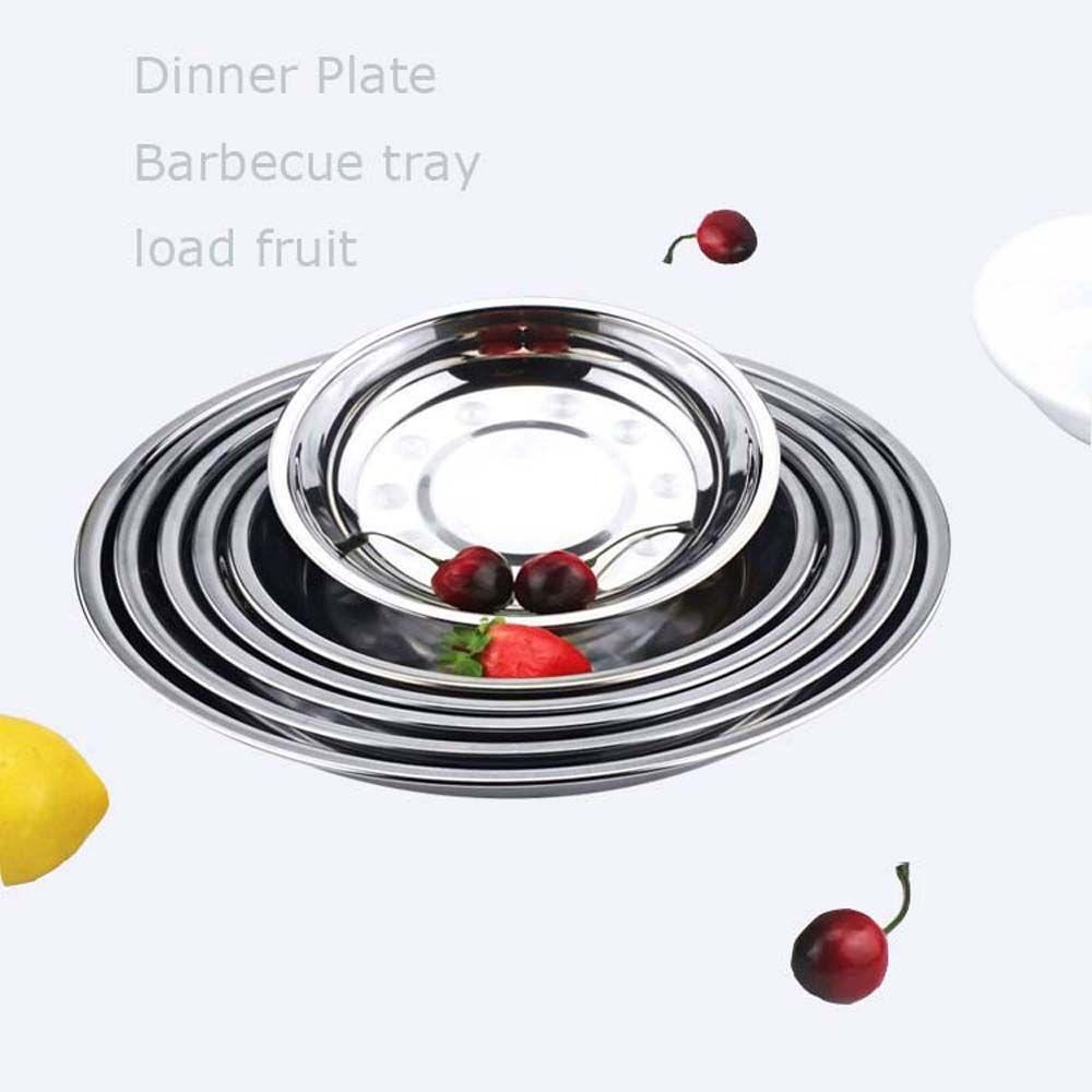 Set 5 Đĩa Tròn Bằng Thép Không Gỉ 410-26cm 18~26cm Đa Ứng Dụng