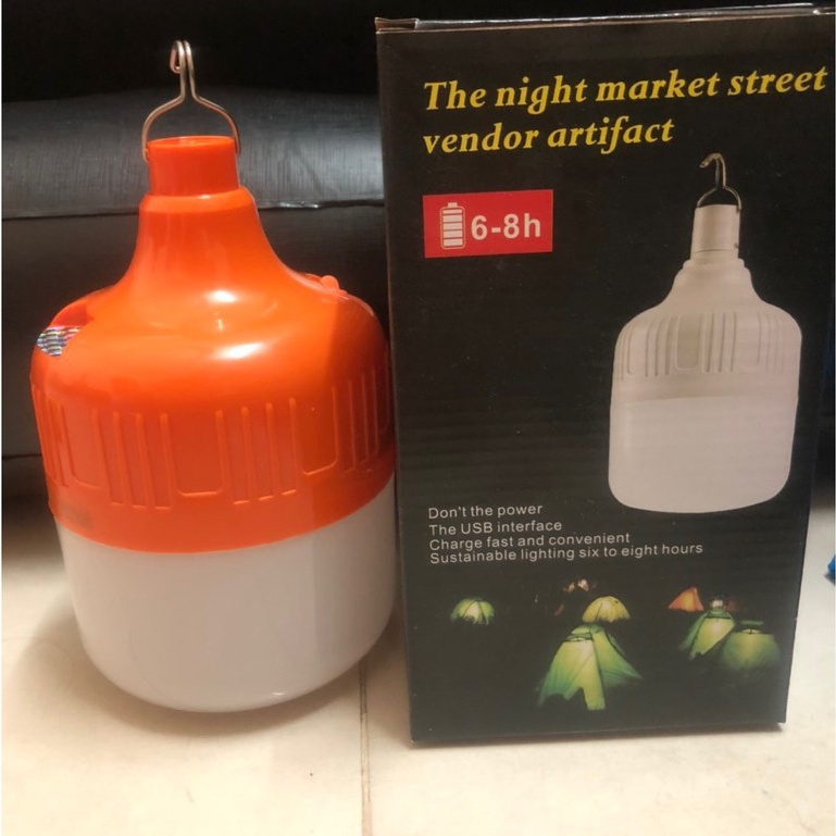 Bóng đèn led trụ sạc tích điện màu cam 100w ánh sáng trắng
