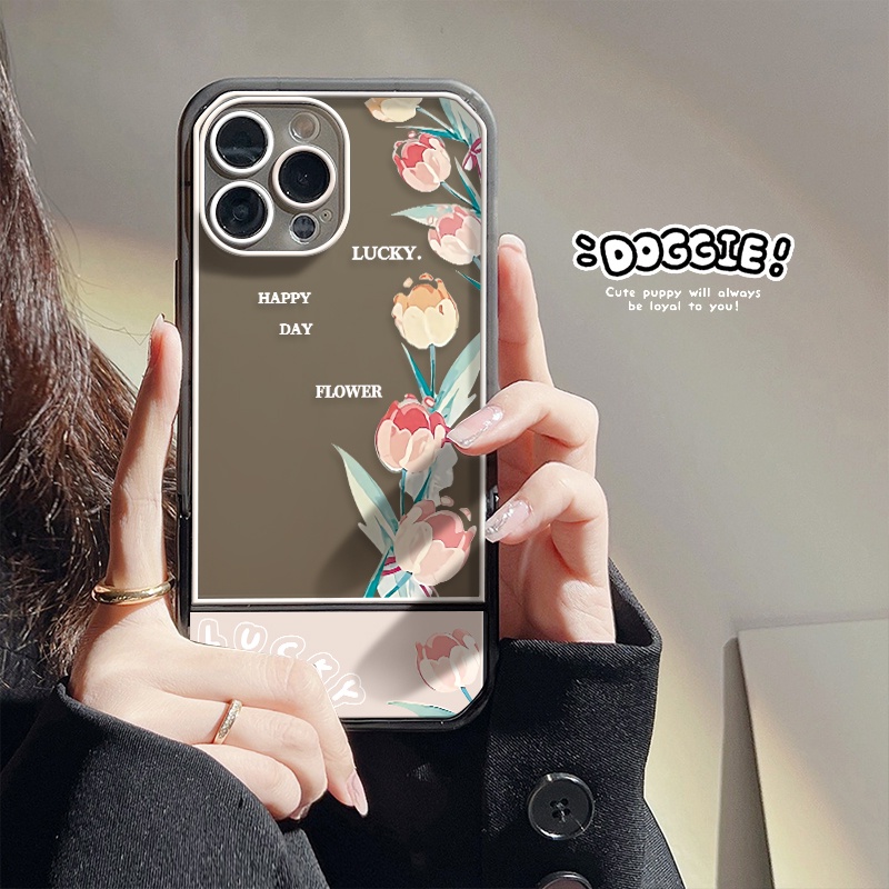 Ốp Điện Thoại Silicone Mềm Trong Suốt In Hoa Tulip Cho IPhone 12 13 Pro Max SE 2020 6 6S 7 8 Plus X XS XR Max 11 Pro Max Đứng