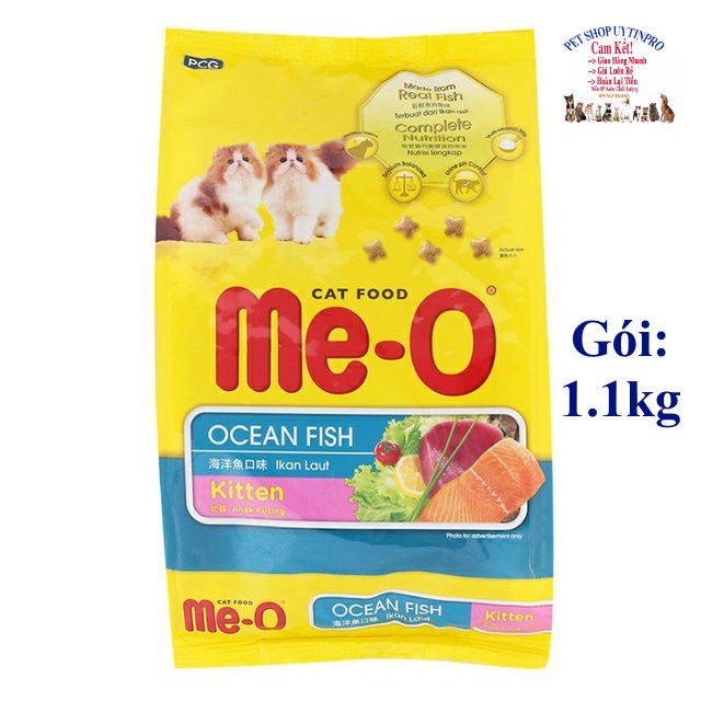 Thức ăn hạt cho Mèo con Me-O Ocean Fish Kitten Gói 1.1Kg Vị cá biển Xuất xứ Thái Lan Giúp cung cấp đầy đủ dinh dưỡng