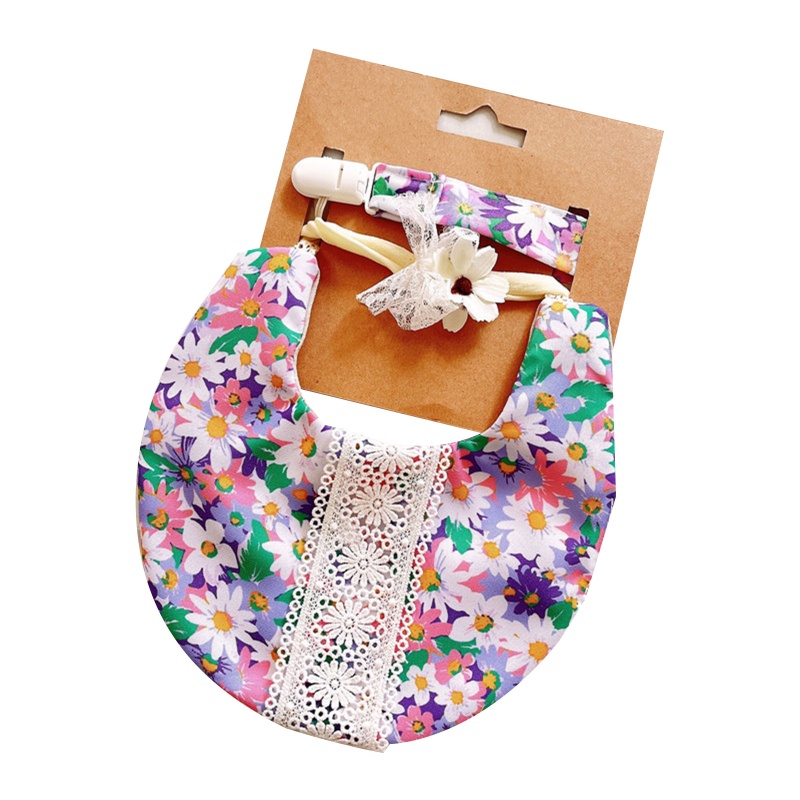 Bộ 3 Yếm Ăn Cotton Họa Tiết Hoa Dễ Thương Tiện Dụng Cho Bé